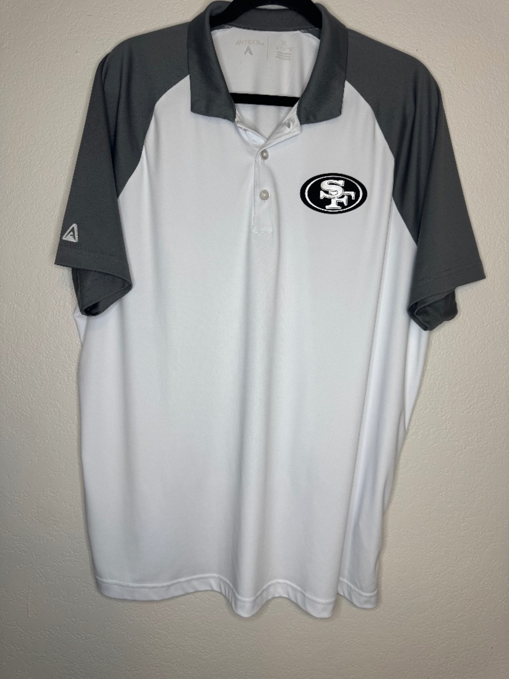 Antigua San Francisco 49ers Men’s XL Polo White Gray Raglan